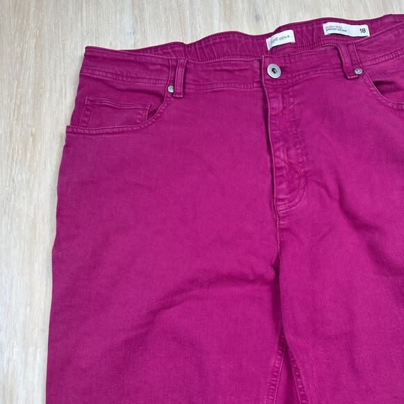 J. Jill Denim High Rise Straight Leg Crop Raw Hem Stretch Burgundy Jeans 18 - Picture 3 of 13